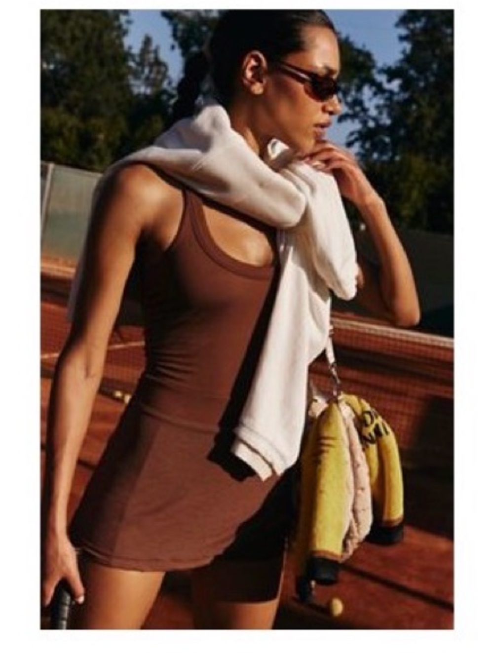 Free People Brown Tank Dress with White Scarf